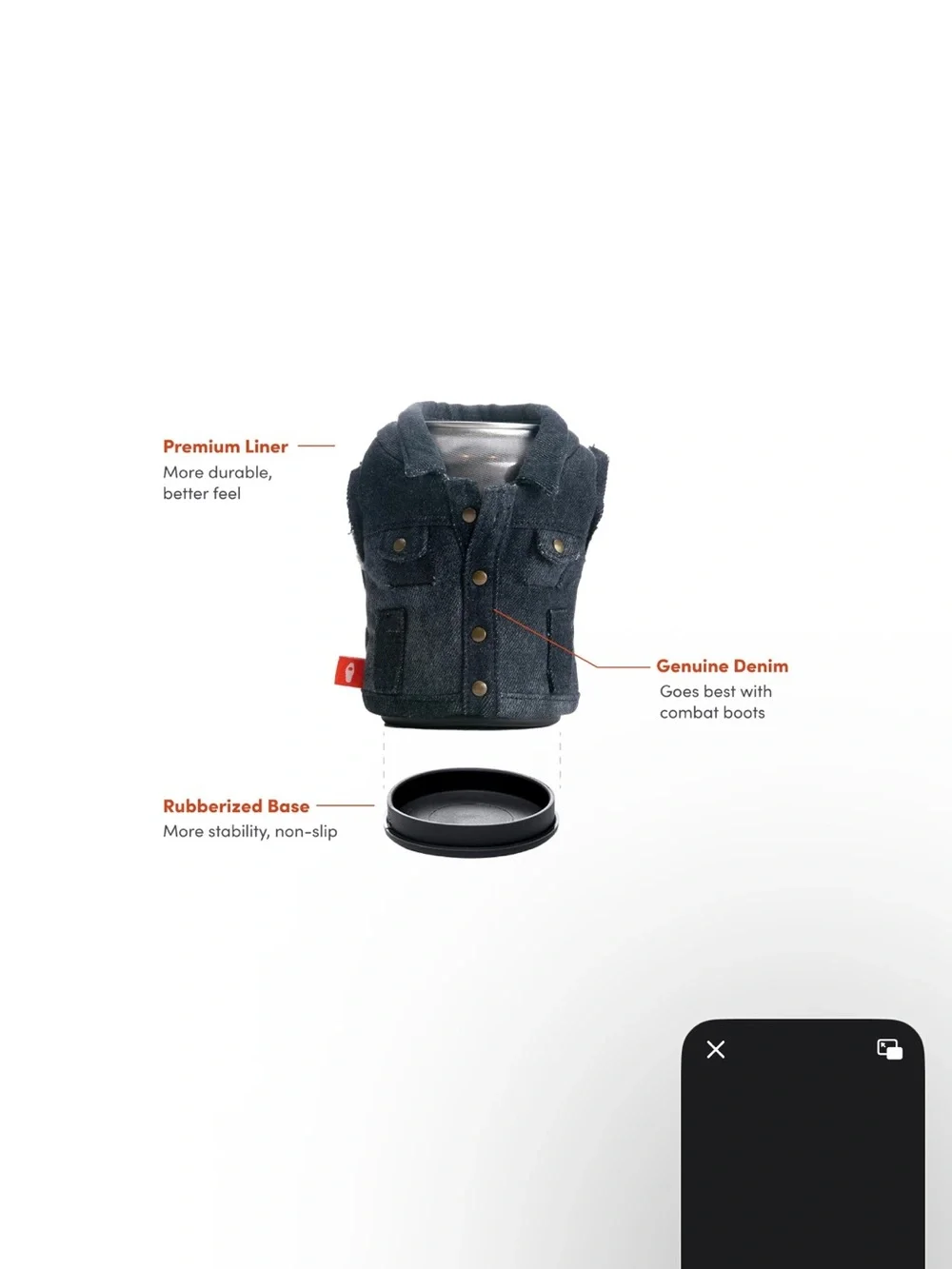 Puffin - The Denim Vest - Insulated 12 oz Can Cooler I Beer Bottle & Soda Can